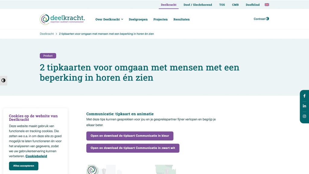 Een screenshot van de website Deelkracht.nl met veel praktische tips.